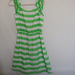 Lilly Pulitzer green and white striped sundress with logo & ruffle detail Size S